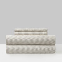 Enise 3 or 4 Piece Sheet Set Super Soft Graphic Herringbone Print Design beige twin