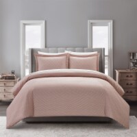Aurel 3 or 2 Piece Duvet Cover Set Herringbone Pattern blush twin