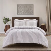 Vasey 2 or 3 Piece Duvet Cover Set Contemporary Solid White With Dot Striped wine red twin