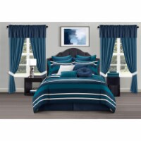 Heriberto 30 Piece Comforter Set Striped Tone On Tone Design Bed in a Bag Bedding navy queen