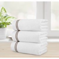 Chic Home Luxurious 3-Piece 100% Pure Turkish Cotton White Bath Towels, 30 x 60 , Striped