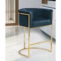 Iconic Home Scout Counter Stool Chair Velvet Upholstered Rolled Shelter Arm Design Half-Moon