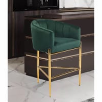 Iconic Home Ardee Counter Stool Chair Velvet Upholstered Shelter Arm Shell Design 3 Legged