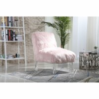 Iconic Home Filipe Accent Side Chair Sleek Stylish Faux Fur Upholstered Armless Design