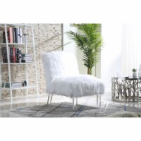 Iconic Home Filipe Accent Side Chair Sleek Stylish Faux Fur Upholstered Armless Design