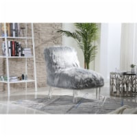 Iconic Home Filipe Accent Side Chair Sleek Stylish Faux Fur Upholstered Armless Design