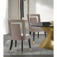 Iconic Home Elsa Dining Side Chair Velvet Upholstered Nailhead Trim Seat Espresso Finished