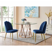 Iconic Home Chell Dining Side Chair Quilted Velvet Upholstered Crown Top Back and Seat Solid