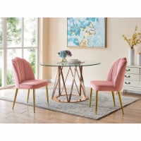 Iconic Home Chell Dining Side Chair Quilted Velvet Upholstered Crown Top Back and Seat Solid