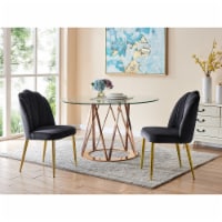 Iconic Home Chell Dining Side Chair Quilted Velvet Upholstered Crown Top Back and Seat Solid