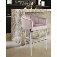Iconic Home Ardee Bar Stool Chair Velvet Upholstered Shelter Arm Shell Design 3 Legged Chrome
