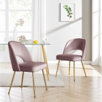 Iconic Home Wilbourn Dining Side Chair Velvet Upholstered Open Back Design Gold Plated Solid