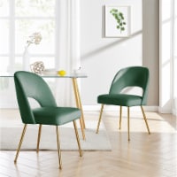 Iconic Home Wilbourn Dining Side Chair Velvet Upholstered Open Back Design Gold Plated Solid