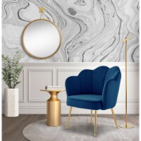 Iconic Home Mia Belle Dining Side Chair Velvet Upholstery Scalloped Clamshell Back Gold