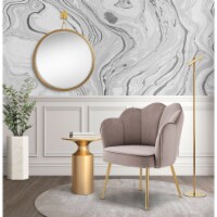 Iconic Home Mia Belle Dining Side Chair Velvet Upholstery Scalloped Clamshell Back Gold