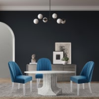 Iconic Home Milani Dining Side Chair Velvet Upholstered Channel Quilted Seat Back Acrylic