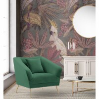 Iconic Home Ember Club Chair Velvet Upholstered Tight Seat Back Design Flared Gold Tone Metal