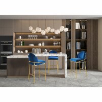 Iconic Home Aerial Counter Stool Chair Velvet Upholstered Armless Design Architectural Gold