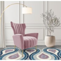 Iconic Home Kaylee Accent Chair Velvet Upholstered Vertical Channel Quilted Tall Wingback