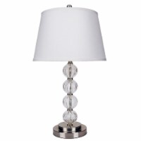 ORE International 28.5  Contemporary Metal Table Lamp with Linen Shade in Nickel