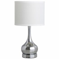 ORE International 18.75  Metal Table Lamp with White Linen Shade in Silver