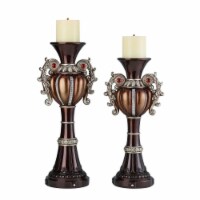 Ore Furniture K-4296C 16 & 18 in. Delicata Candleholder - Reddish Bronze, Silver Accents & Tr