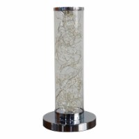 ORE International 13  Metal Rope LED Namiri Column Table Lamp in Silver Chrome