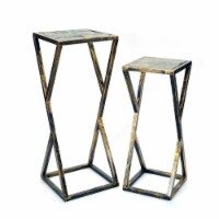 31.2 and 25.25 Tall Grey Stone Slab Black and Gold Plant StandMetal