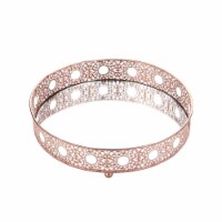 Egnazia - Rose Gold Metal Mirror Tray - Medium Rounded Intricate