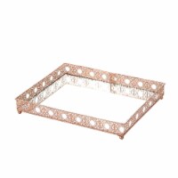 Egnazia - Rose Gold Metal Mirror Tray - Large Square Intricate