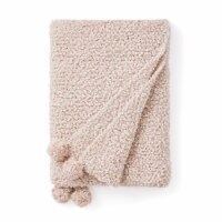 Cozy Potato™ Pom Pom Yarn Knit Throw Blanket - Blush Pink