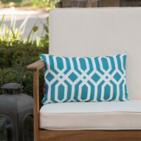Manduka Outdoor Water Resistant Rectangular Pillow dark teal/white arabesque single