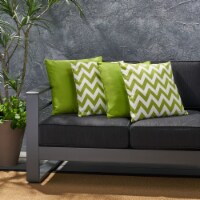 La Jolla Outdoor Striped Water Resistant Square Throw Pillows - Set of 4 Green/White - Zigzag