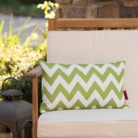 Embry Outdoor Chevron Design Water Resistant Rectangular Throw Pillow dark teal/white single