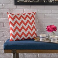 Ernest Indoor Zig Zag Striped Water Resistant Square Throw Pillow Orange