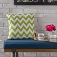 Ernest Indoor Zig Zag Striped Water Resistant Square Throw Pillow Green