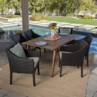 Visalia Outdoor 7 Piece Teak Finished Acacia Wood Rectangular Dining Set