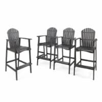 Malibu Outdoor Finished Acacia Wood Adirondack Barstools dark gray set of 4
