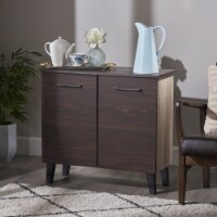 Willson Modern 3-Shelf Walnut Finished Faux Wood Cabinet with Oak Accent Sanremo Oak