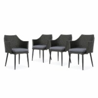 Iris Outdoor Wicker Dining Chairs with Water Resistant Cushions (Set of 4) Gray/Mixed Black