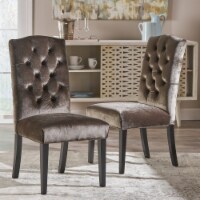 Joyce Traditional Crown Top New Velvet Dining Chairs (Set of 2) Gray