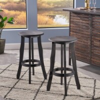 Ruth Indoor Finished Acacia Wood Barstools (Set of 2) Dark Gray