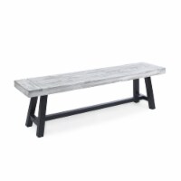 Angelina Indoor Farmhouse Acacia Wood Dining Bench with Rustic Metal Finish Frame Light
