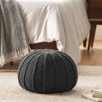 Agatha Knitted Cotton Pouf Dark Gray