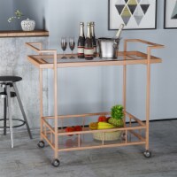 Amaya Industrial Iron and Glass Bar Cart Rose Gold