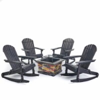 Benson Outdoor 5 Piece Acacia Wood/ Light Weight Concrete Adirondack Rocking Chair Set with