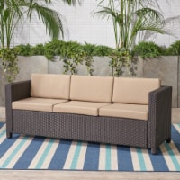 Cony Outdoor Wicker 3 Seater Sofa Dark Brown + Beige
