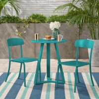 Larissa Outdoor Iron Bistro Set Teal