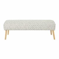 Petty Mid Century Boho Fabric Ottoman, Charcoal Cat Eye Pattern