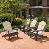 Nelie Outdoor Acacia Wood Adirondack Chairs with Cushions Khaki Set of 4